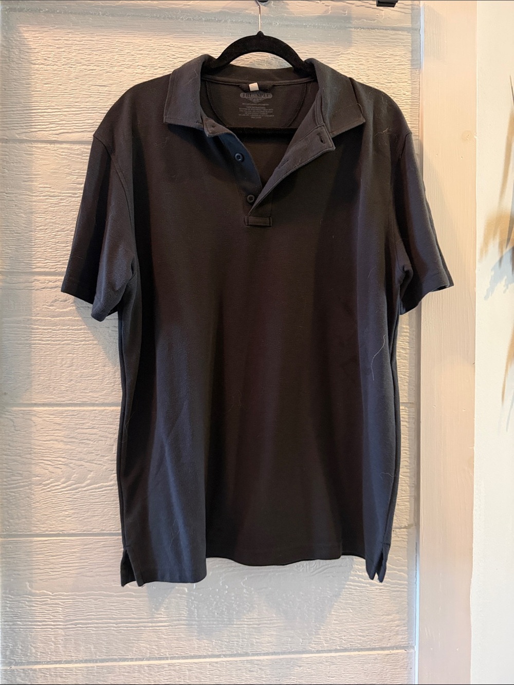 Men's Black Short-Sleeve Polo with Classic Placket